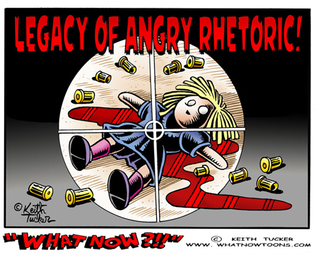  Christina Taylor Green , Gabrielle Giffords , Gabrielle Giffords Shooting , Gun Violence , Guns ,Jared Loughner , Politics News, political cartoons, Arizona shooting, angry rhetoric, Sarah Palin, Glenn Beck, Bill O`Reiley, Fox News