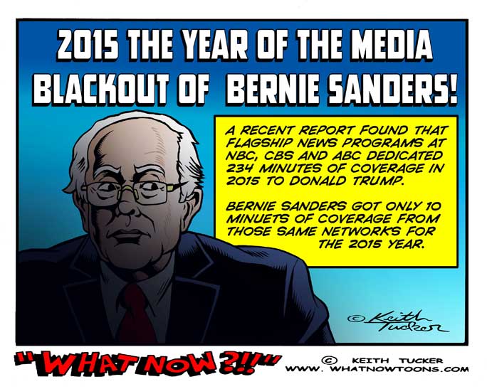 Bernie sanders cartoons, Bernie sanders media blackout, Politics, Liberal Left, Progressive, Hillary Clinton, Election 2016, Bernie Sanders  populist campaign, Bernie sanders media coverage, political cartoons, progressive cartoons