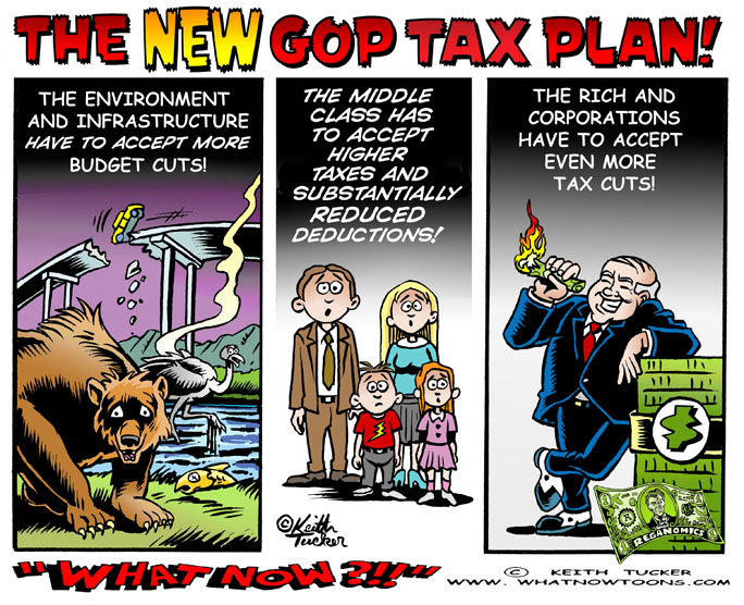 middle class, tax cuts, GOP tax plan, Trump tax plan, The One Percent,Tax Cuts For The Rich, Tax Cuts For The Wealthy,470 billion tax hike on the middle class,political cartoons