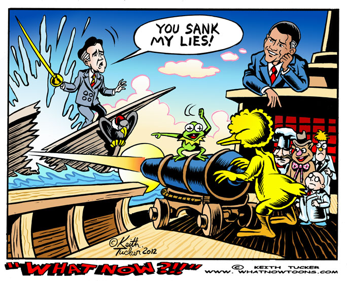 Obama Sinks Romney's ship of Lies! Barack Obama , Mitt Romney, Barack Obama 2012 , Foreign Policy, Foreign Policy, Presidential Debates, Presidential Debate, Mitt Romney 2012, Mitt Romney Foreign Policy, Obama Bayonets, Obama Bayonets Horses, Obama Horses, Presidential Debate 2012, Politics News, 2012 election, democrats, Republicans, GOP, big bird and romney
