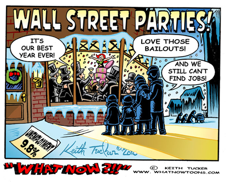 Wall Street Parties Conspicuous consumption, Wall Street, bonuses, pre-recession levels, American companies, largest quarterly profits ever,, one in five families, food stamps , unemployment, US economy , holiday season,bankers,bailouts,liberal,cartoons,political