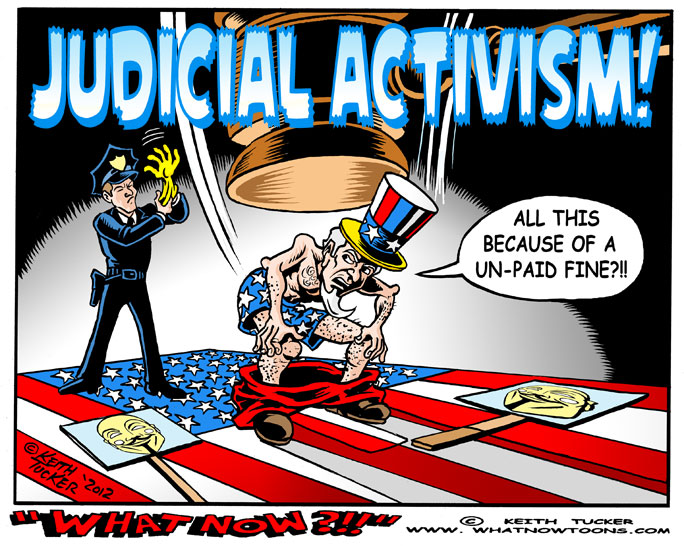 Judicial Activism Judicial activism, Supreme Court, Anthony Kennedy, Florence v. Board Of Chosen Freeholders, Strip Search, U.S. Supreme Court, Anthony Kennedy Strip Search, Fourth Amendment, Scotus, Strip Searches, Supreme Court Strip Search, Thomas Goldstein, United States Supreme Court, Politics News,political cartoons,editorial illustration,political satire,Roberts court,Chief Justice John Roberts,Samuel Alito,Clarence Thomas,Justice Anthony Kennedy
