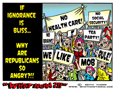 Angry Republicans! Republicans, GOP, election, 2010, tea party, senate,house, Governor,incumbents,democrats,progressives,liberals,political cartoons,Christine O`Donnell,Obama,jobs, taxes