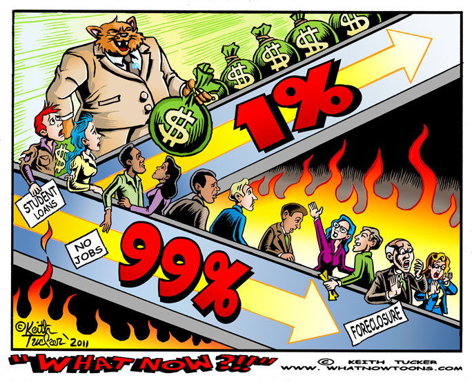 1% on the High Road to Riches! we are the 99%,occupy wall street,ows,income inequality,Congressional Budget Office,consumer spending, jobs depression,The economy,predatory mortgages,GOP,Republicans, political cartoons,editorial illustration,class warrior,median incomes are dropping,average workers lose jobs, wages, reduced medical benefits,recession,rigged game,achievement gap,politics, super rich, big corporations, Wall Street,household income,President Obama,2012 election